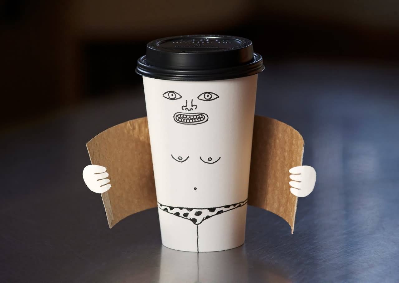 Cup drawing of a dirty coffee flasher