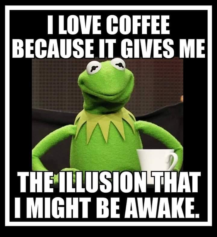 Kermit loves coffee because it gives the illusion he might be awake