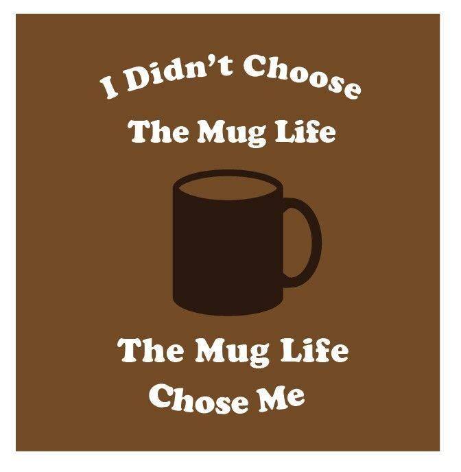 Coffee meme says I didn't choose the mug life, the mug life chose me