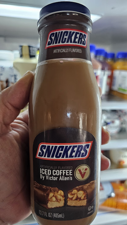 snickers iced coffee bottle photographed in my fidge