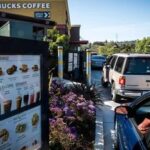 The starbucks drive thru line but why image