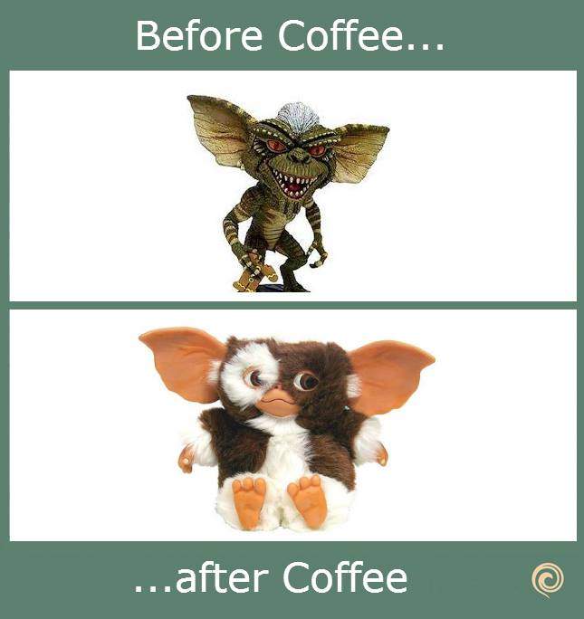 Before Coffee After Coffee gremlins image